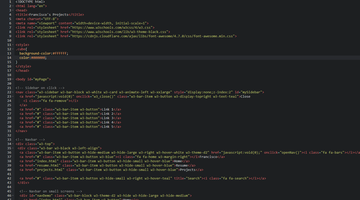 html code screenshot